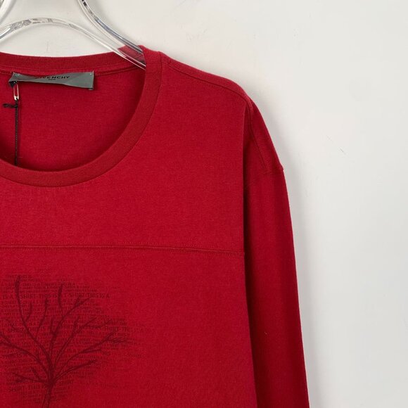 Givenchy Red Wood Print Cotton Round-Neck Long-Sleeved Knitted Sweater XL New W/ - Picture 7 of 8